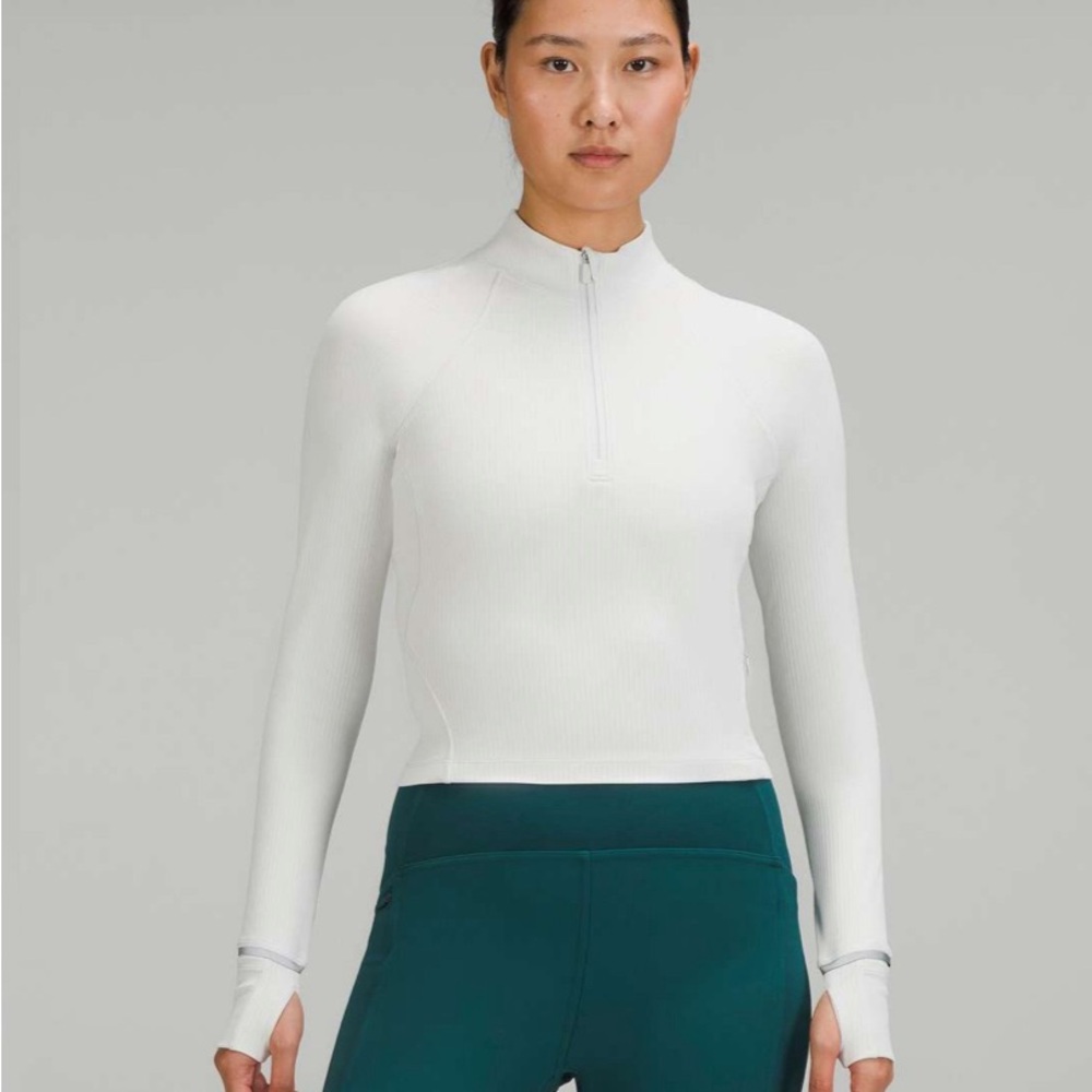 Lululemon Its Rulu Run Cropped Half Zip *Ribbed (Vapor)
